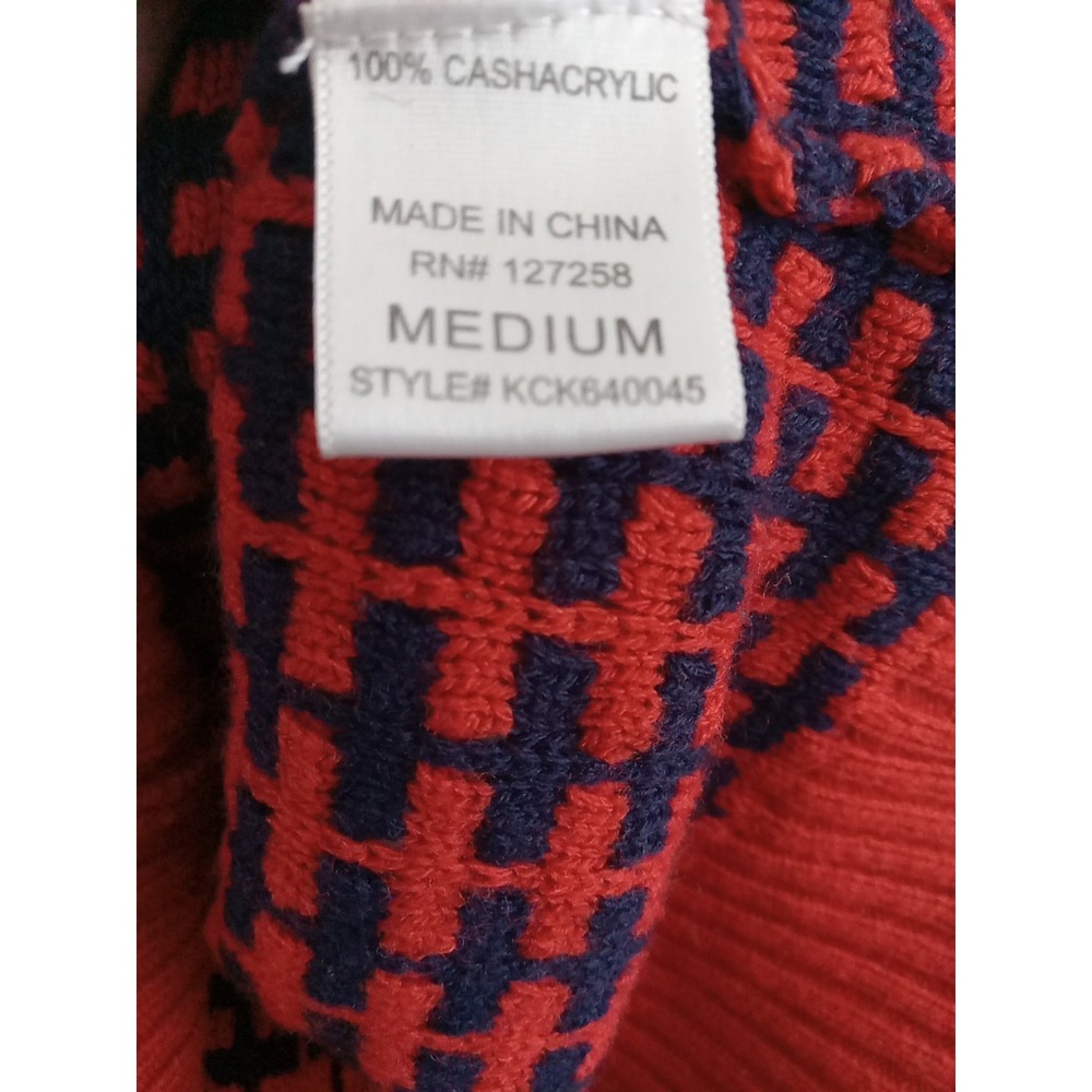 Emmelee Women Red Blue Geometric Pattern‎ Knit Shortsleeve Sweater Size M - Picture 5 of 6